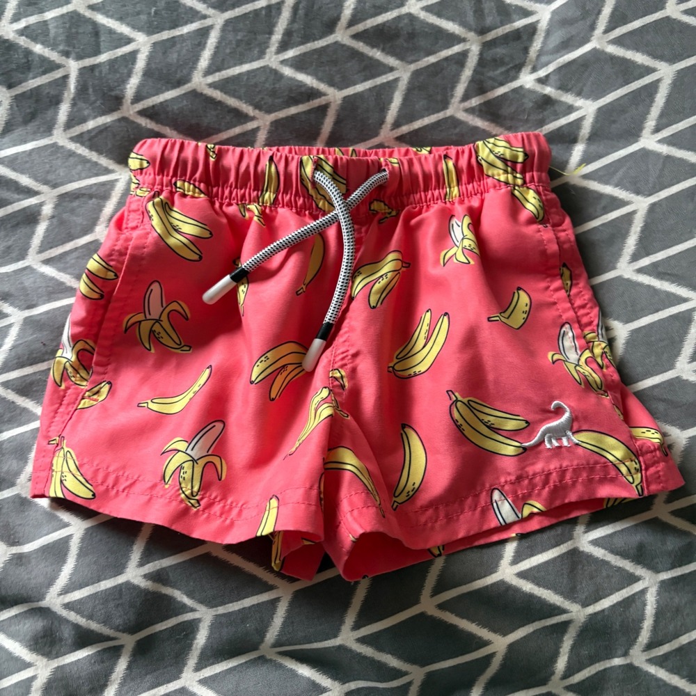 SurfCuz Swim Boys Coral Banana Print Swim Trunks Shorts Size 2T